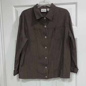 Chico's Lightweight Jacket Brown Black Cotton L